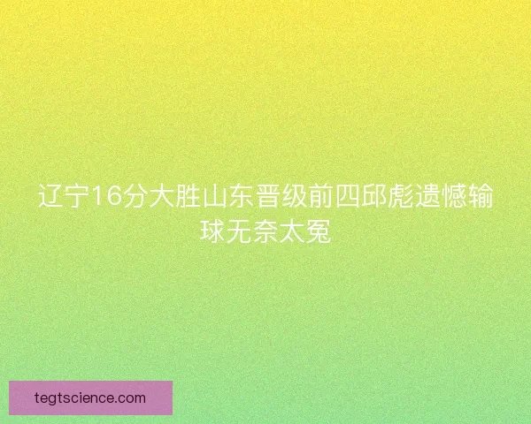 辽宁16分大胜山东晋级前四邱彪遗憾输球无奈太冤