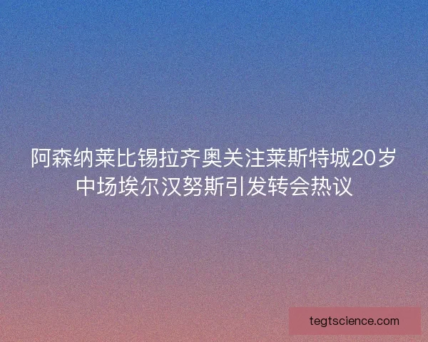 阿森纳莱比锡拉齐奥关注莱斯特城20岁中场埃尔汉努斯引发转会热议