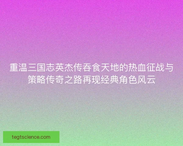 重温三国志英杰传吞食天地的热血征战与策略传奇之路再现经典角色风云