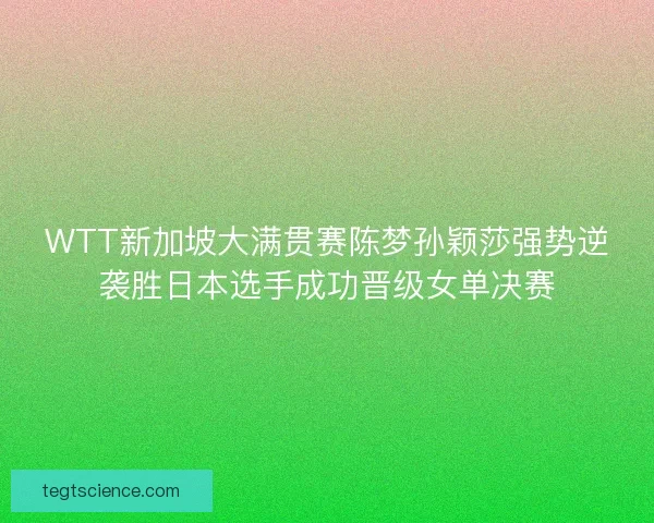 WTT新加坡大满贯赛陈梦孙颖莎强势逆袭胜日本选手成功晋级女单决赛 WTT新加坡大满贯赛陈梦孙颖莎强势逆袭胜日本选手成功晋级女单决赛